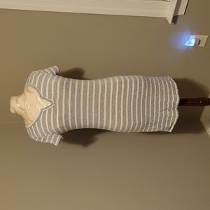 Ladies sz M grey white striped dress